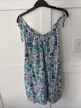 Old Navy Blue Floral Strapless Tie-Shoulder Dress